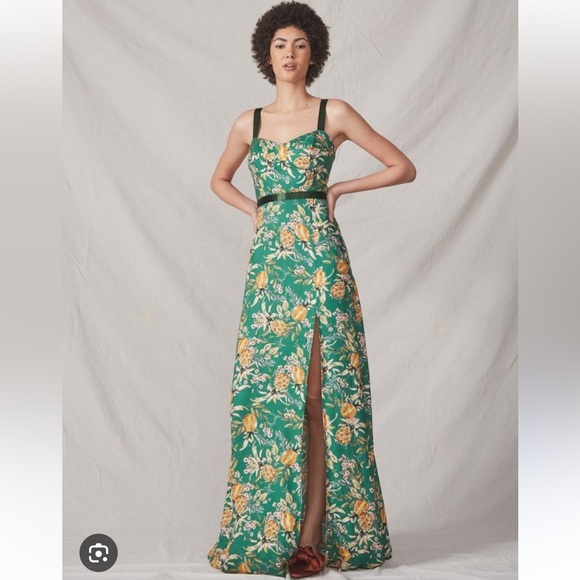 NWT Allen Schwartz willow bustier gown w pineapple print - Picture 2 of 10